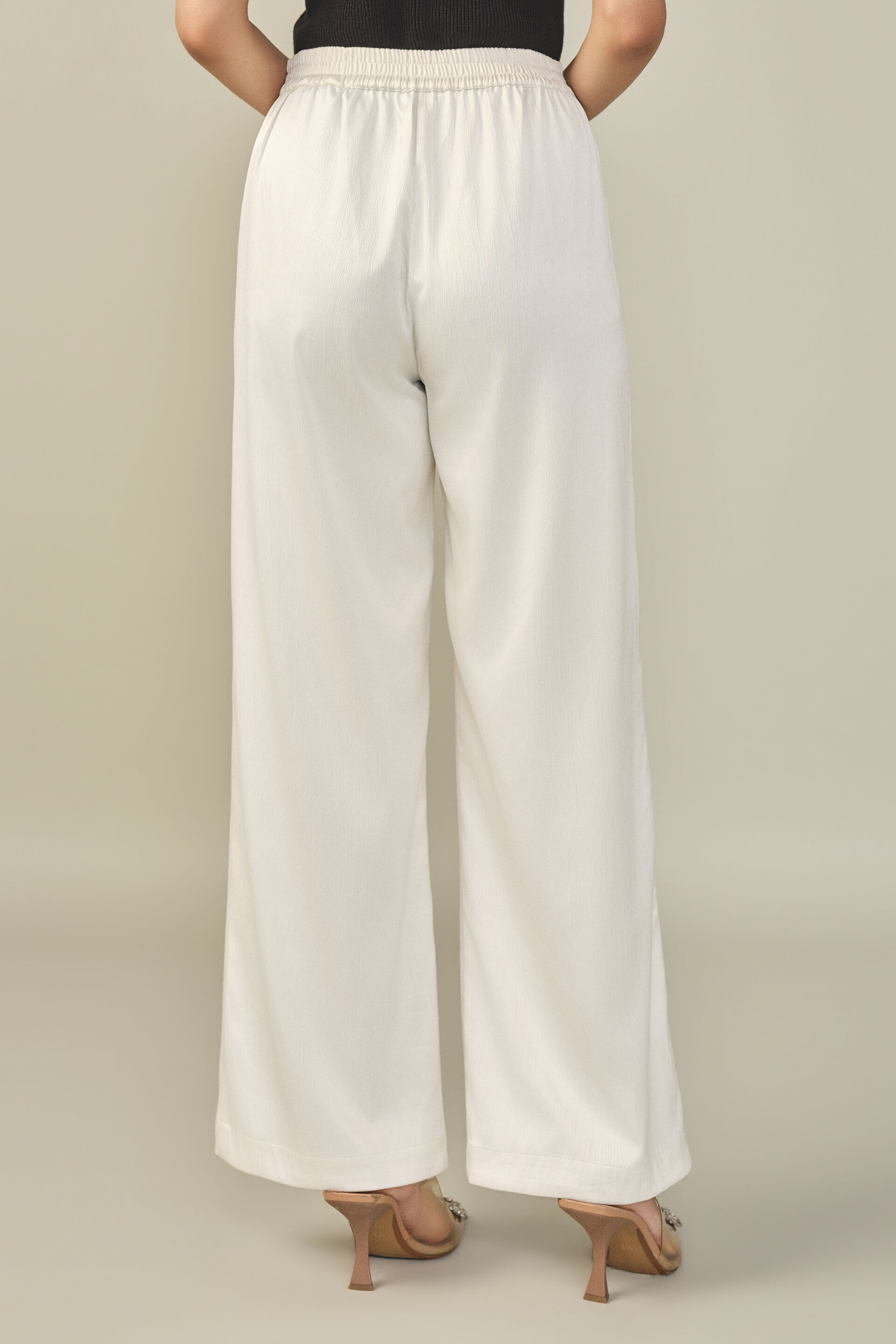 Satin Trousers in Off White, Off White, image 4